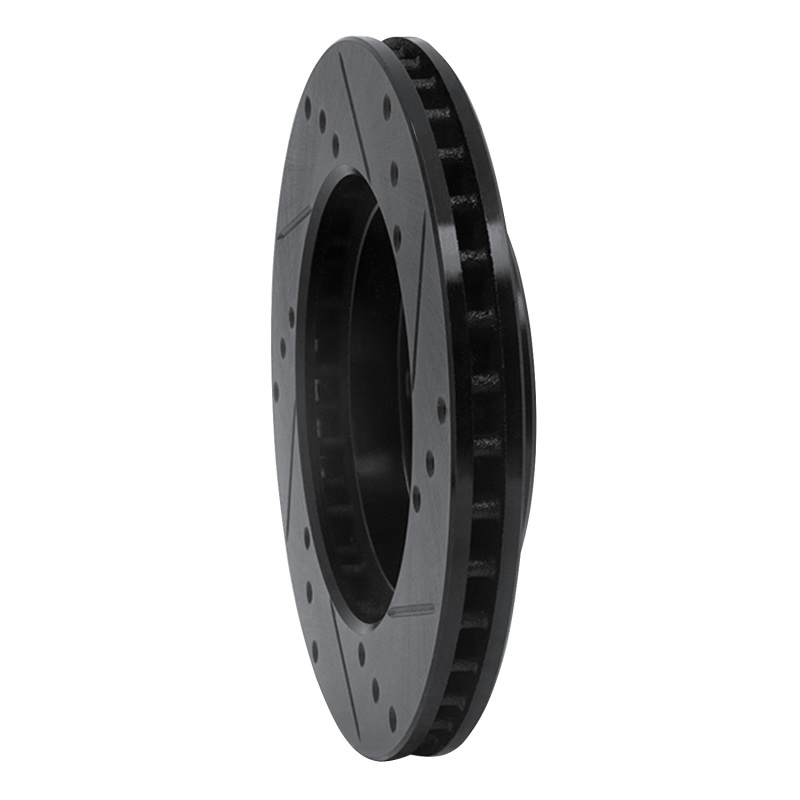 Dodge Colt Brake Rotor (1) - Front Left - R1 Concepts - Drilled & Slotted - Black - `88-`07